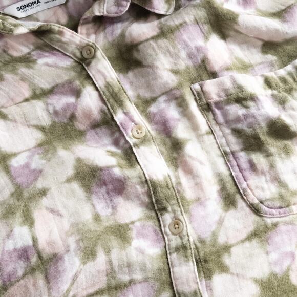 Sonoma Cotton Short Sleeve Button Up Shirt XXL Floral Casual Travel - Picture 6 of 9